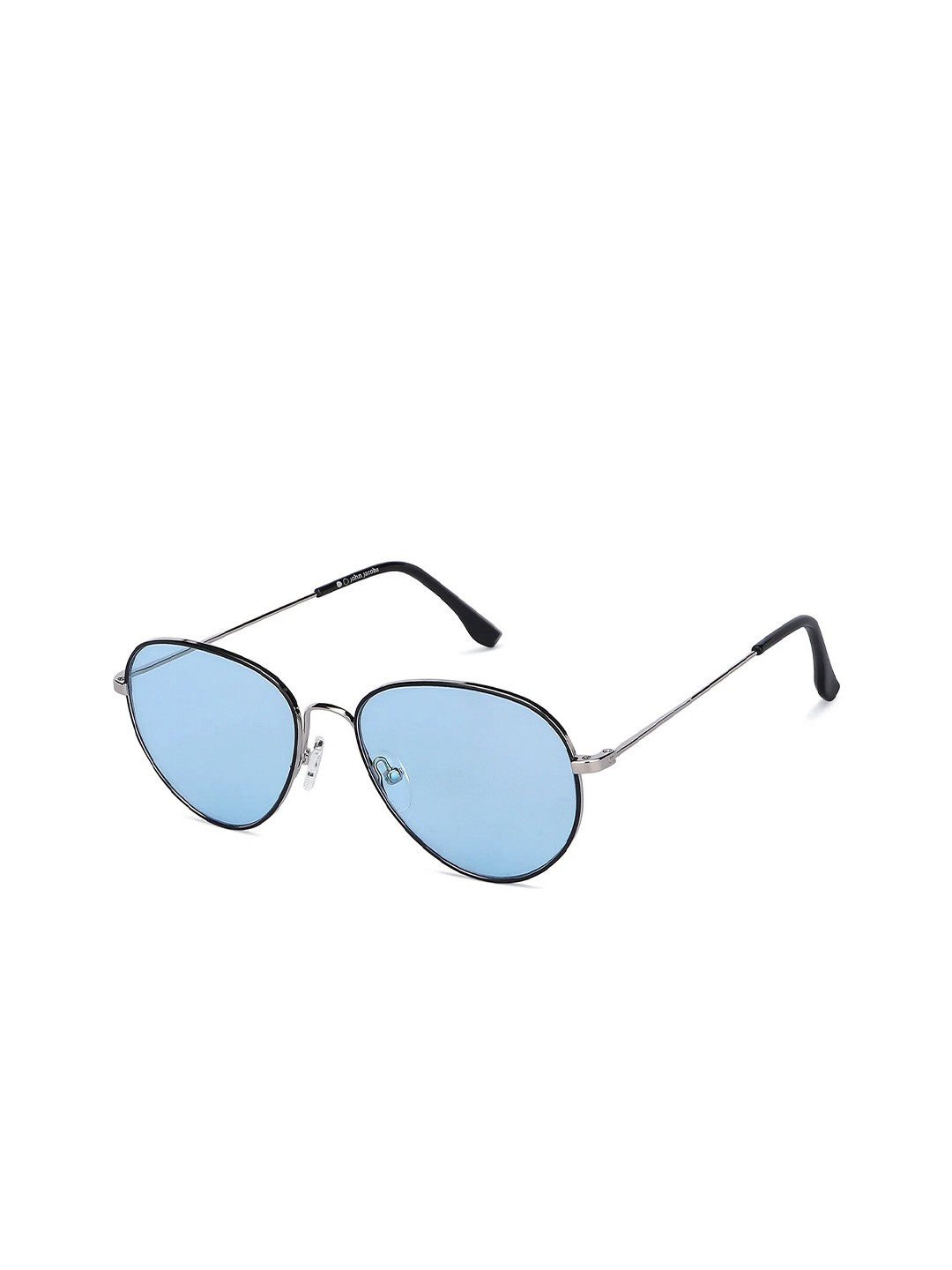 

John Jacobs Unisex Blue Lens & Silver-Toned Round Sunglasses with UV Protected Lens