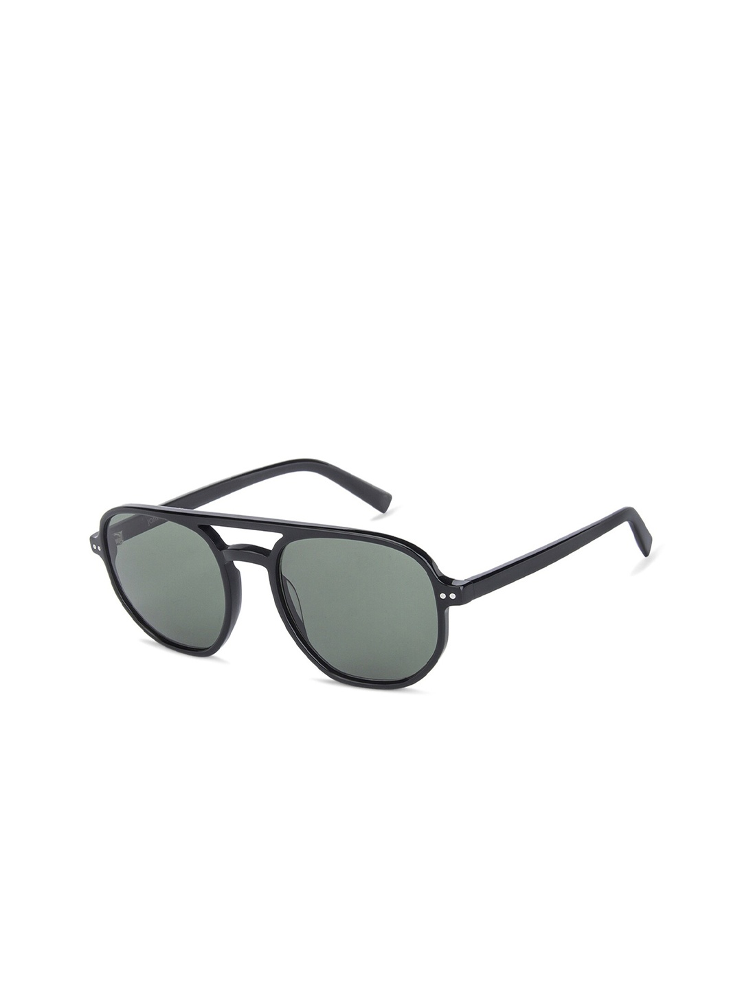 

John Jacobs Unisex Green Lens & Black Square Sunglasses with UV Protected Lens