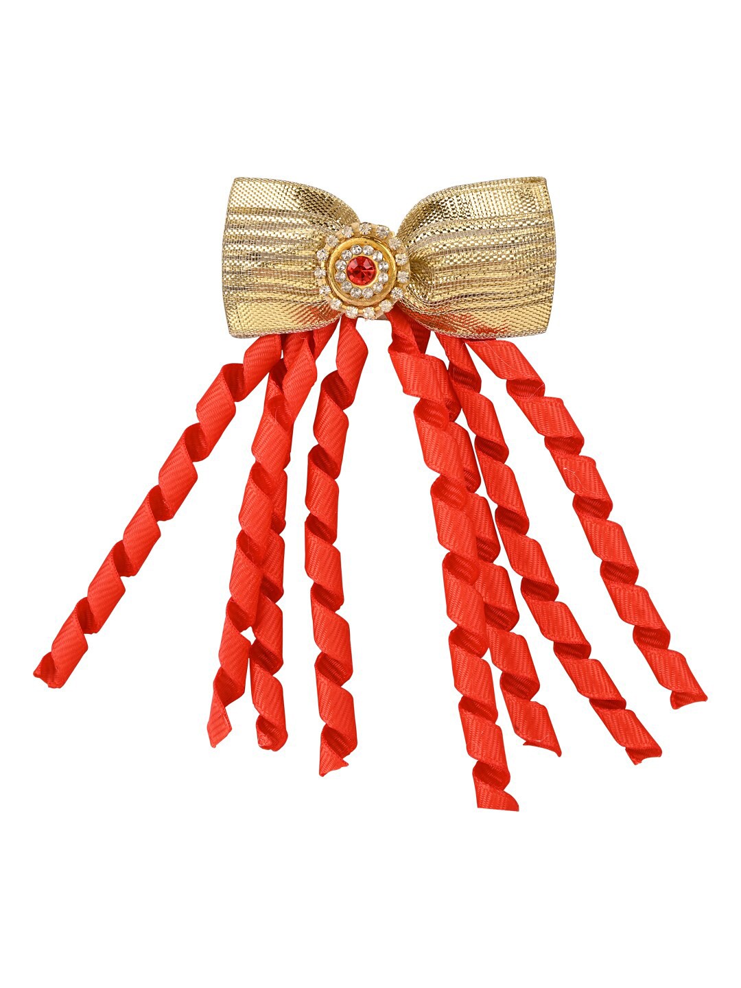 

Aye Candy Girls Gold-Toned & Red Embellished Alligator Hair Clip