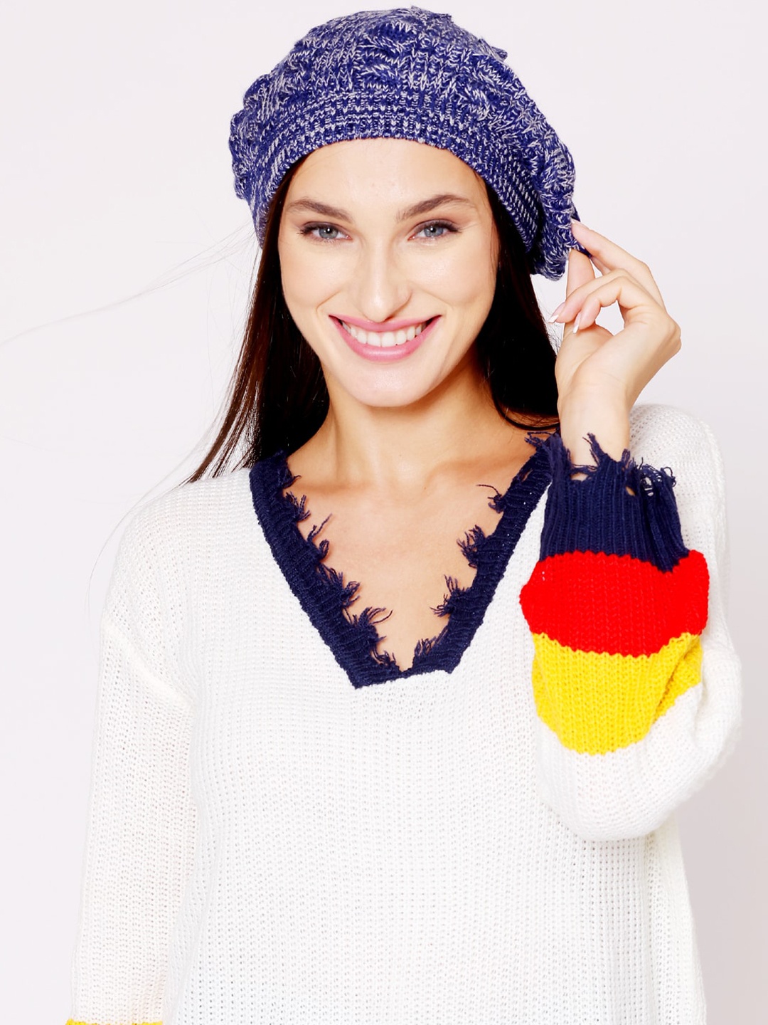 

Bharatasya Women Beret Cap, Blue