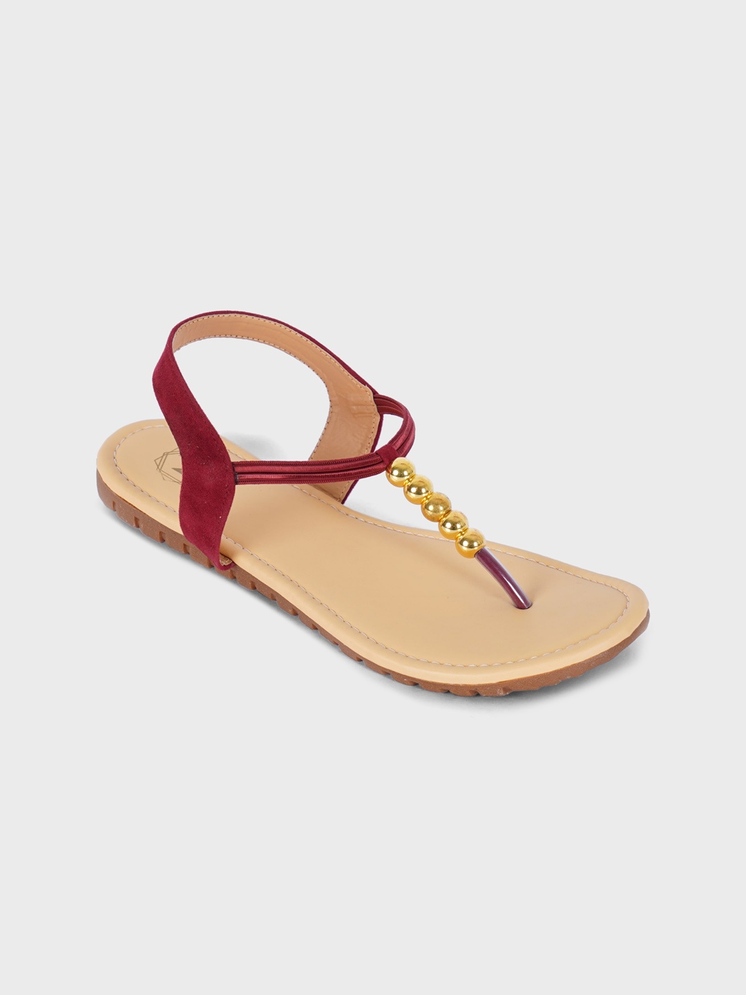 

Myra Women Red Embellished T-Strap Flats