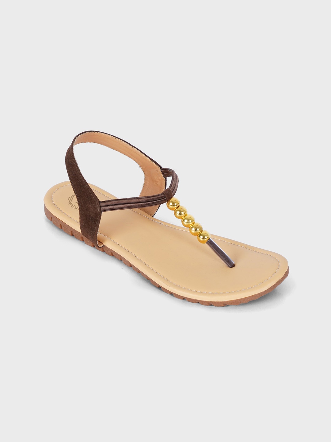 

Myra Women Brown Embellished T-Strap Flats