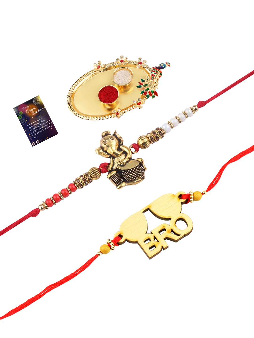 

Silver Shine Pack Of 2 Multicoloured Rakhi With Roli Chawal Set, Multi
