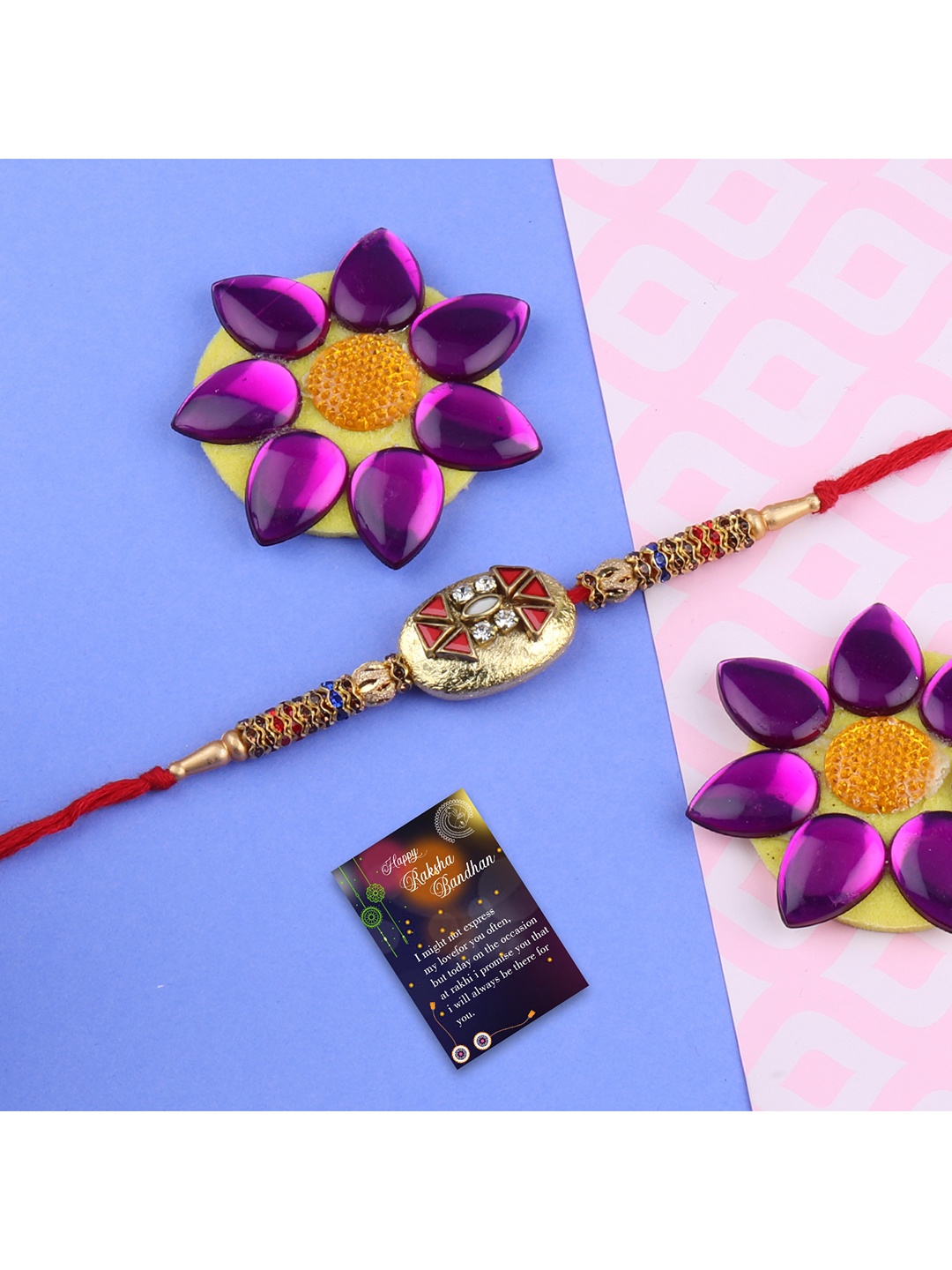 

Silver Shine Red Rakhi Set
