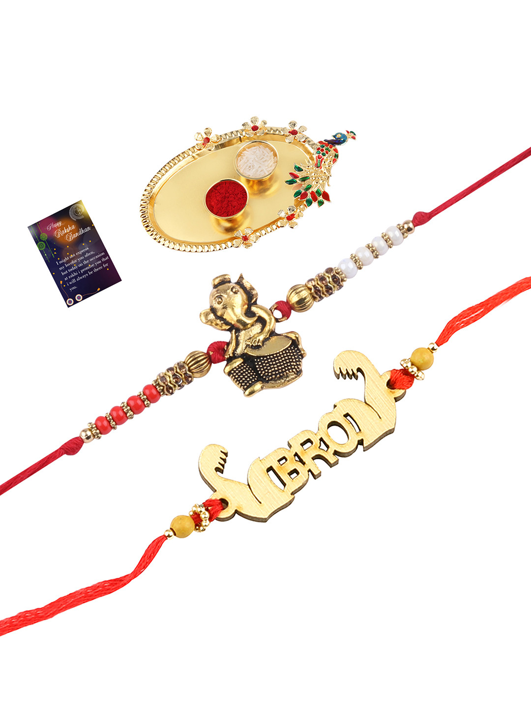 

Silver Shine Red Rakhi Set