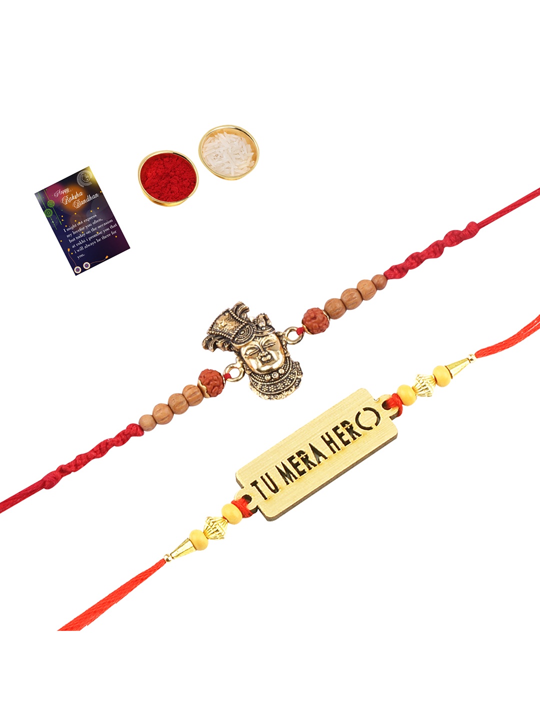 

Silver Shine Red Rakhi Set
