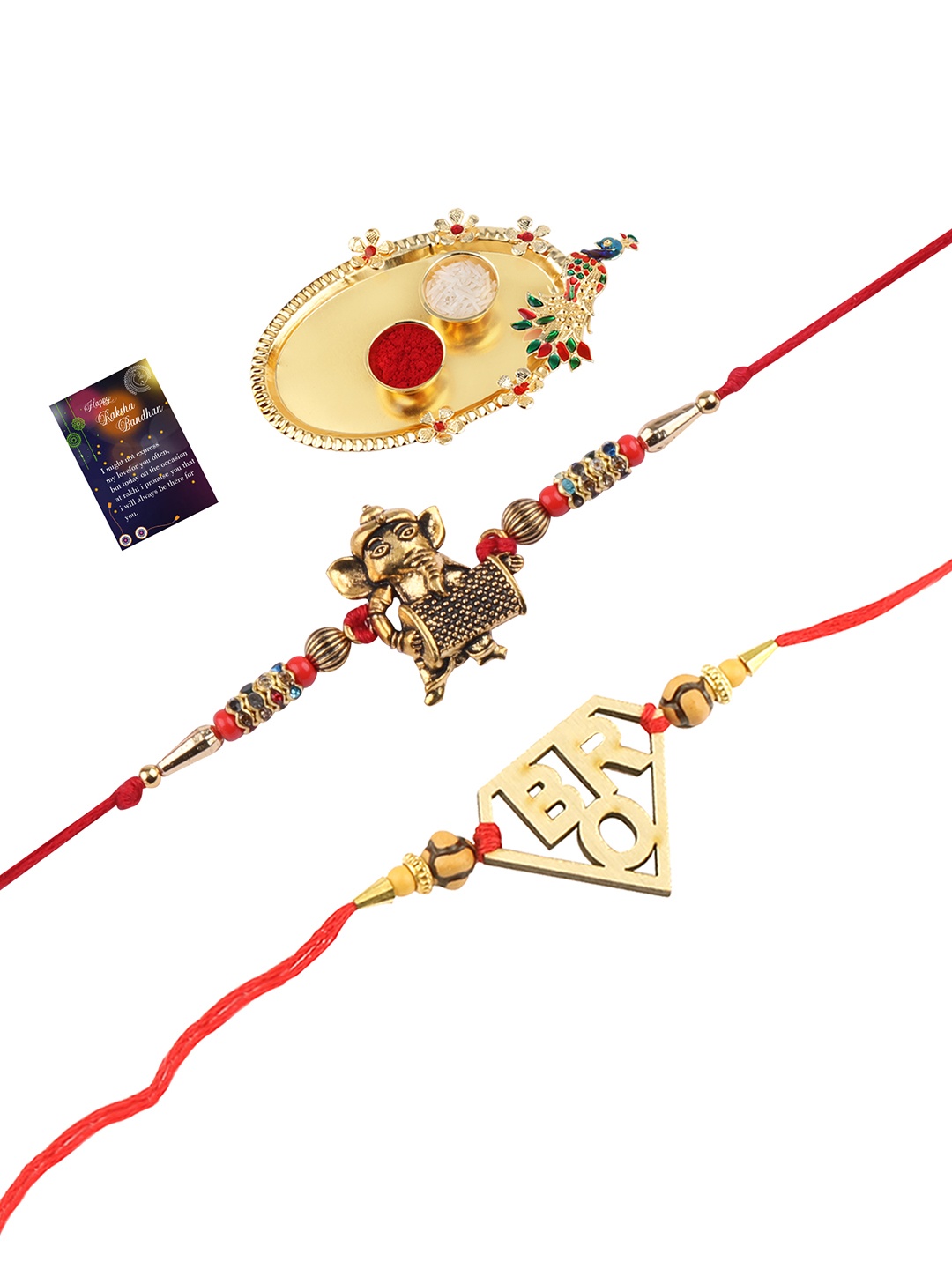 

Silver Shine Red Rakhi Set