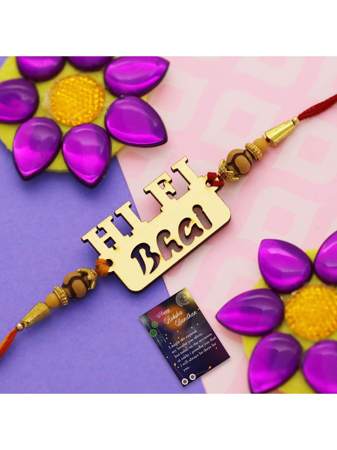 

Silver Shine Red 2 Rakhi With Roli Chawal and Greeting Card