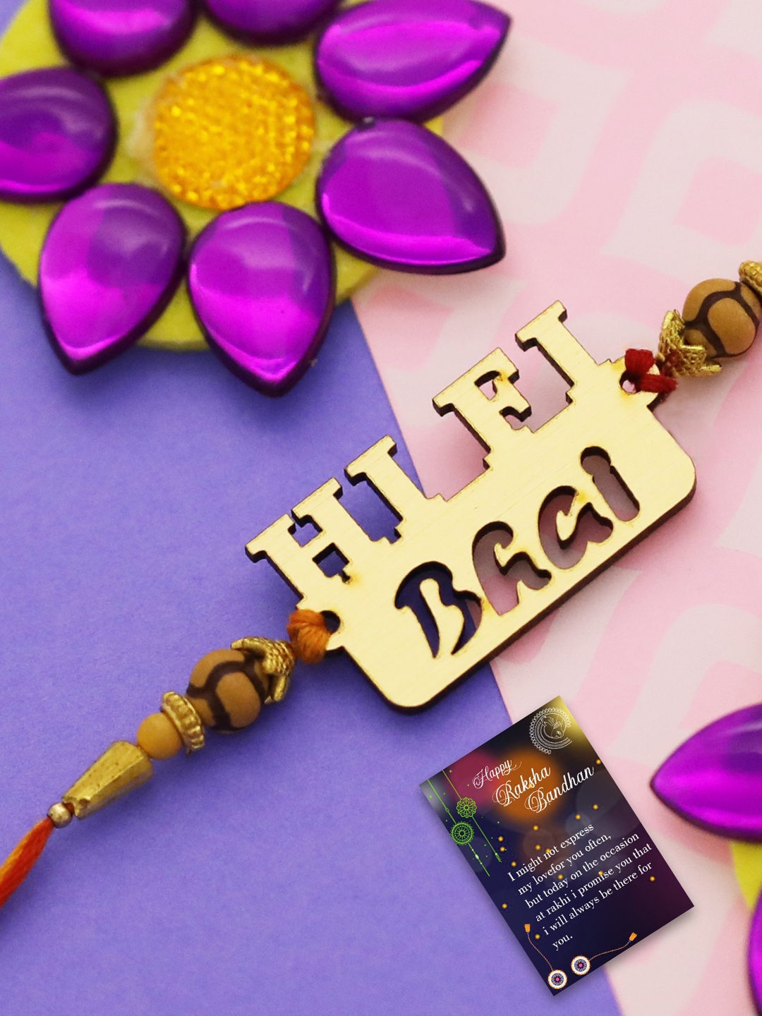 

Silver Shine 4 Pieces Multicolored Beaded Rakhi Combo Set, Multi