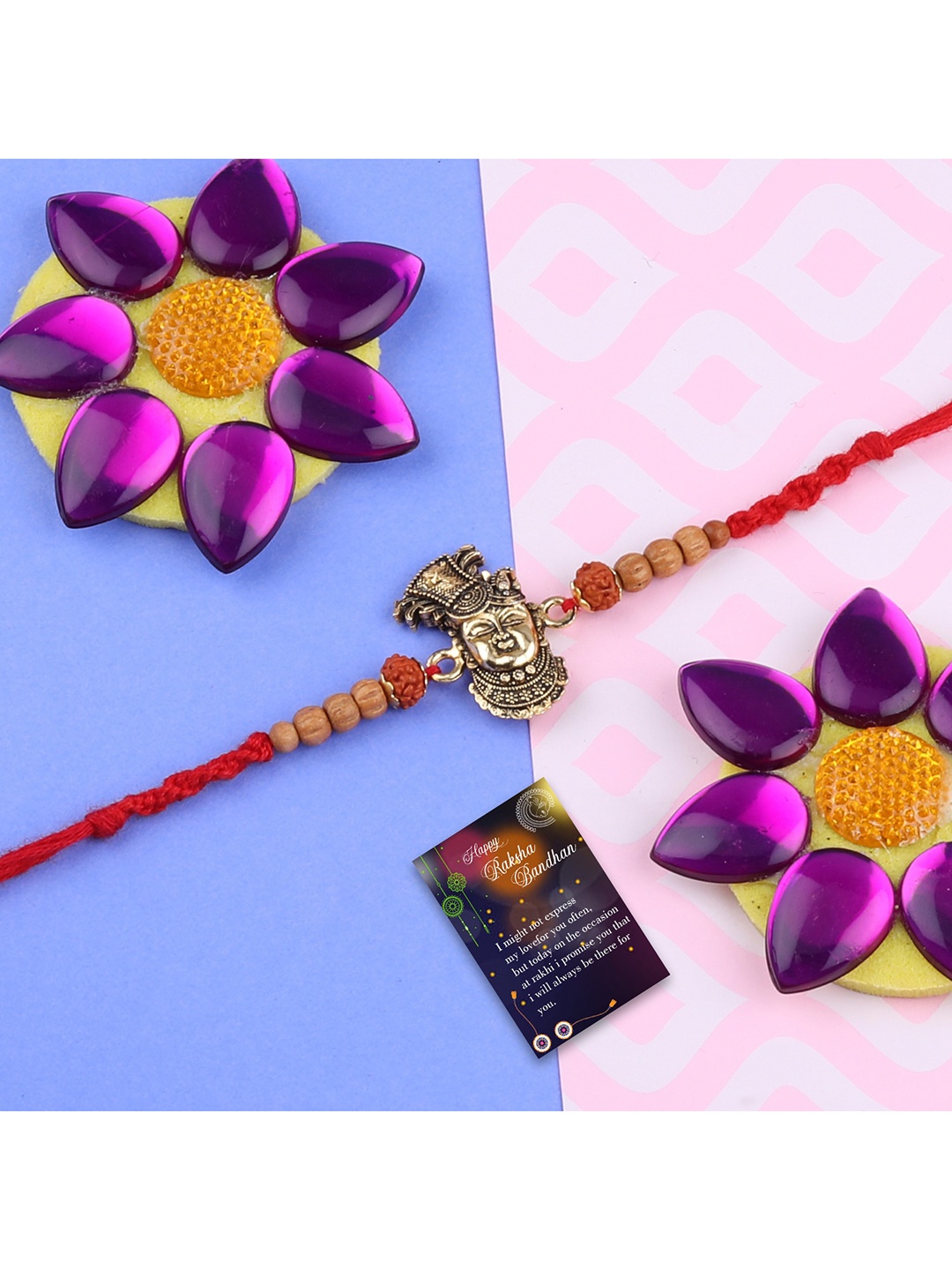 

Silver Shine Gold-Toned Pack of 2 Rakhi Set