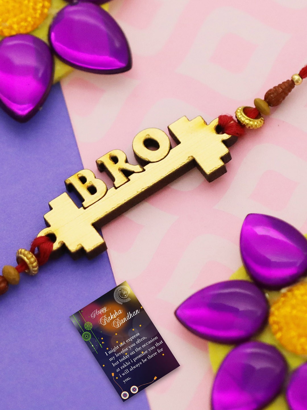 

Silver Shine Gold-Toned 1 Rakhi 1 Bhabhi Rakhi With Roli Chawal and Greeting Card