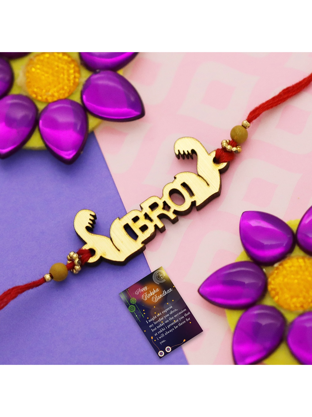 

Silver Shine 2 Rakhi with Roli Chawal Greeting Card, Multi