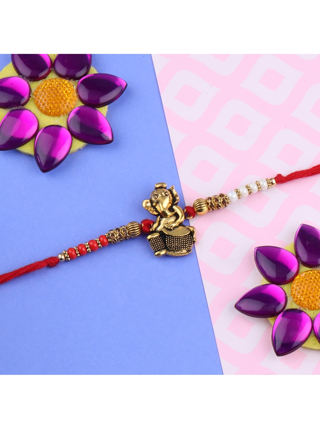 

Silver Shine 2 Rakhi with Pooja Thali Roli Chawal and Greeting Card, Multi