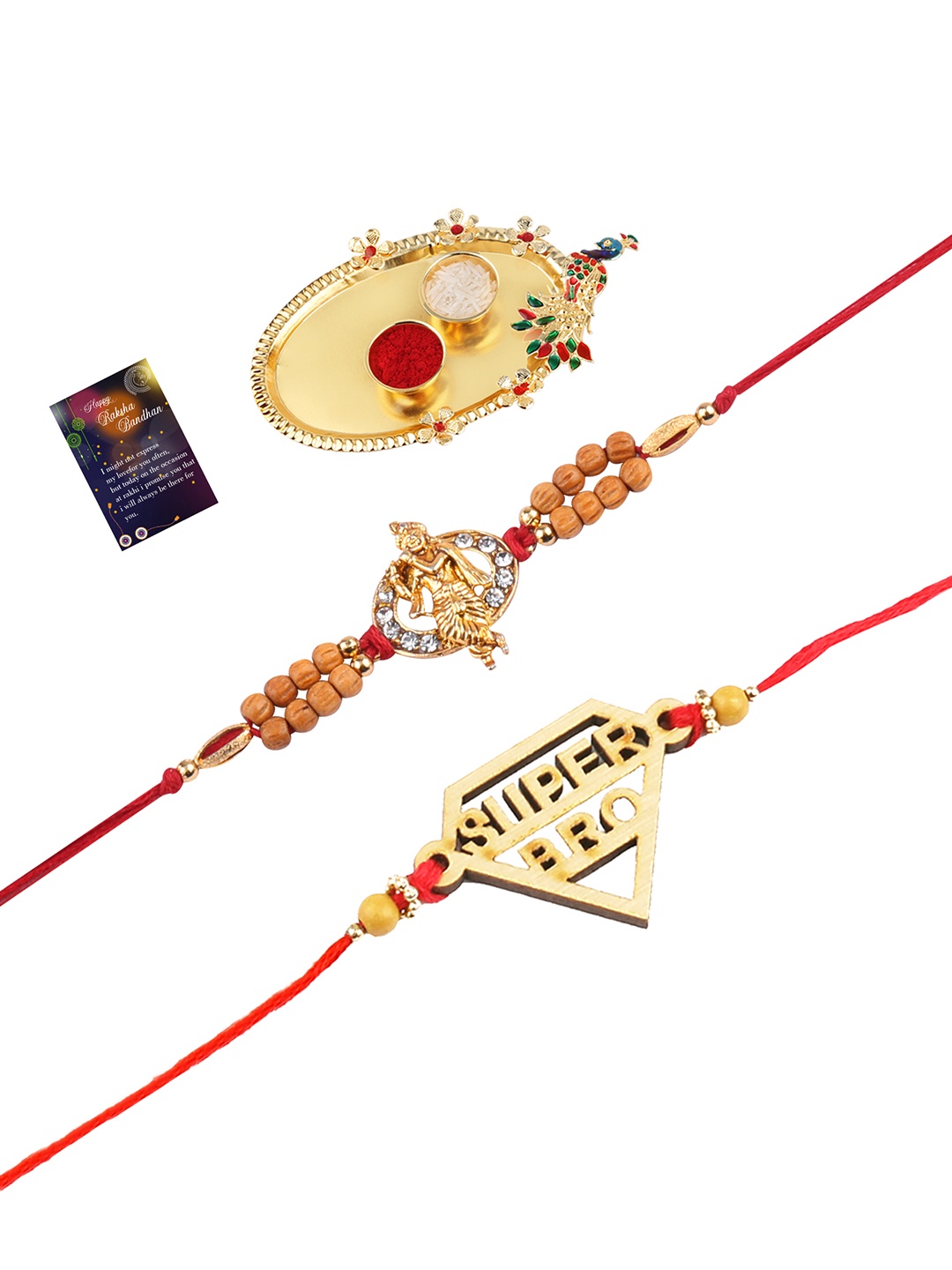 

Silver Shine Red Rakhi Set