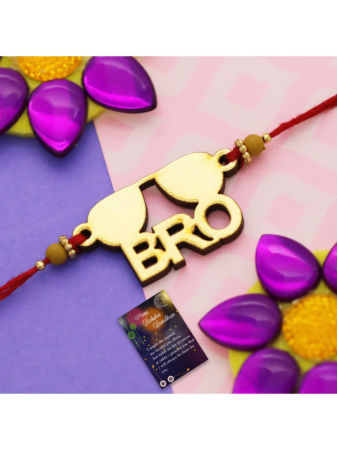 

Silver Shine Pack Of 4 Multicoloured Bhaiya Bhabi Rakhi With Roli Chawal Set, Multi
