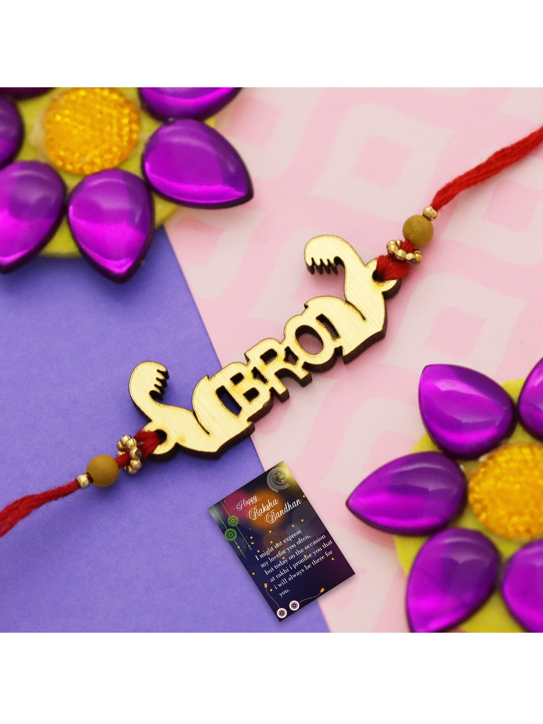 

Silver Shine 2 Rakhi With Roli Chawal Greeting Card, Multi
