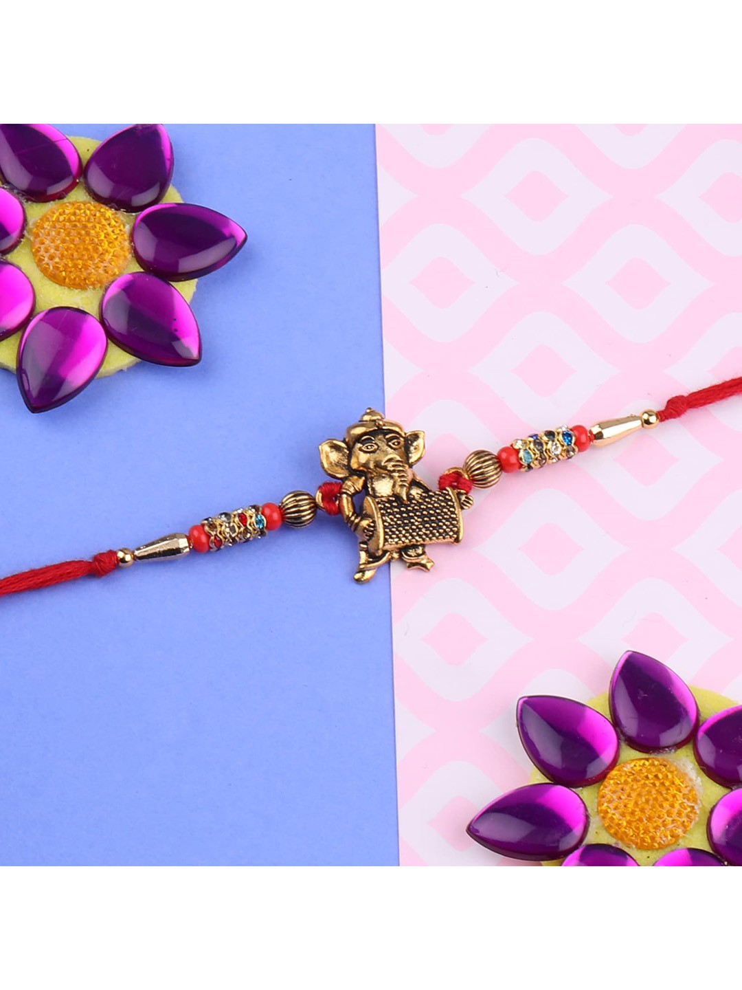 

Silver Shine Red Rakhi Set