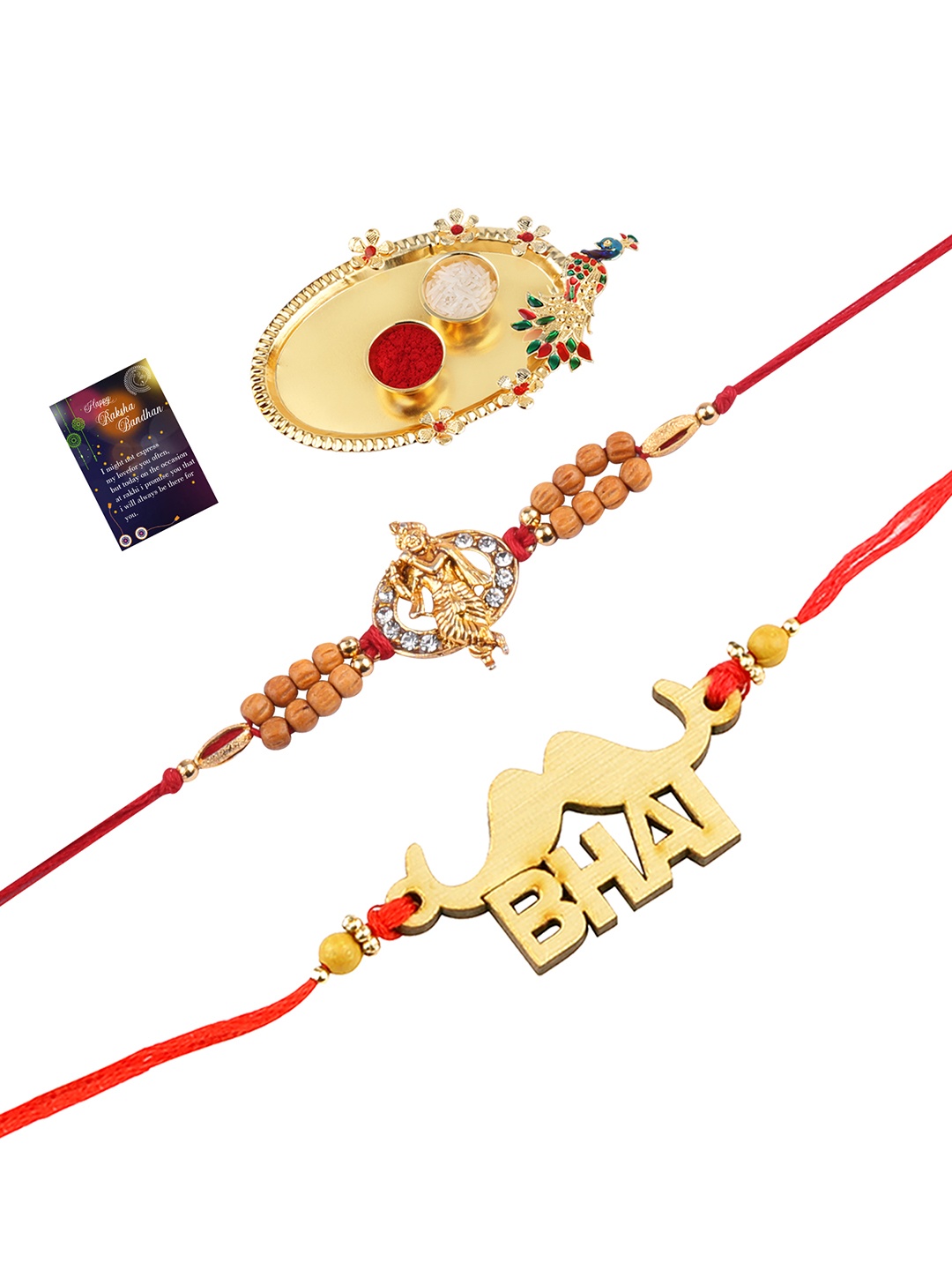 

Silver Shine Red Rakhi Set