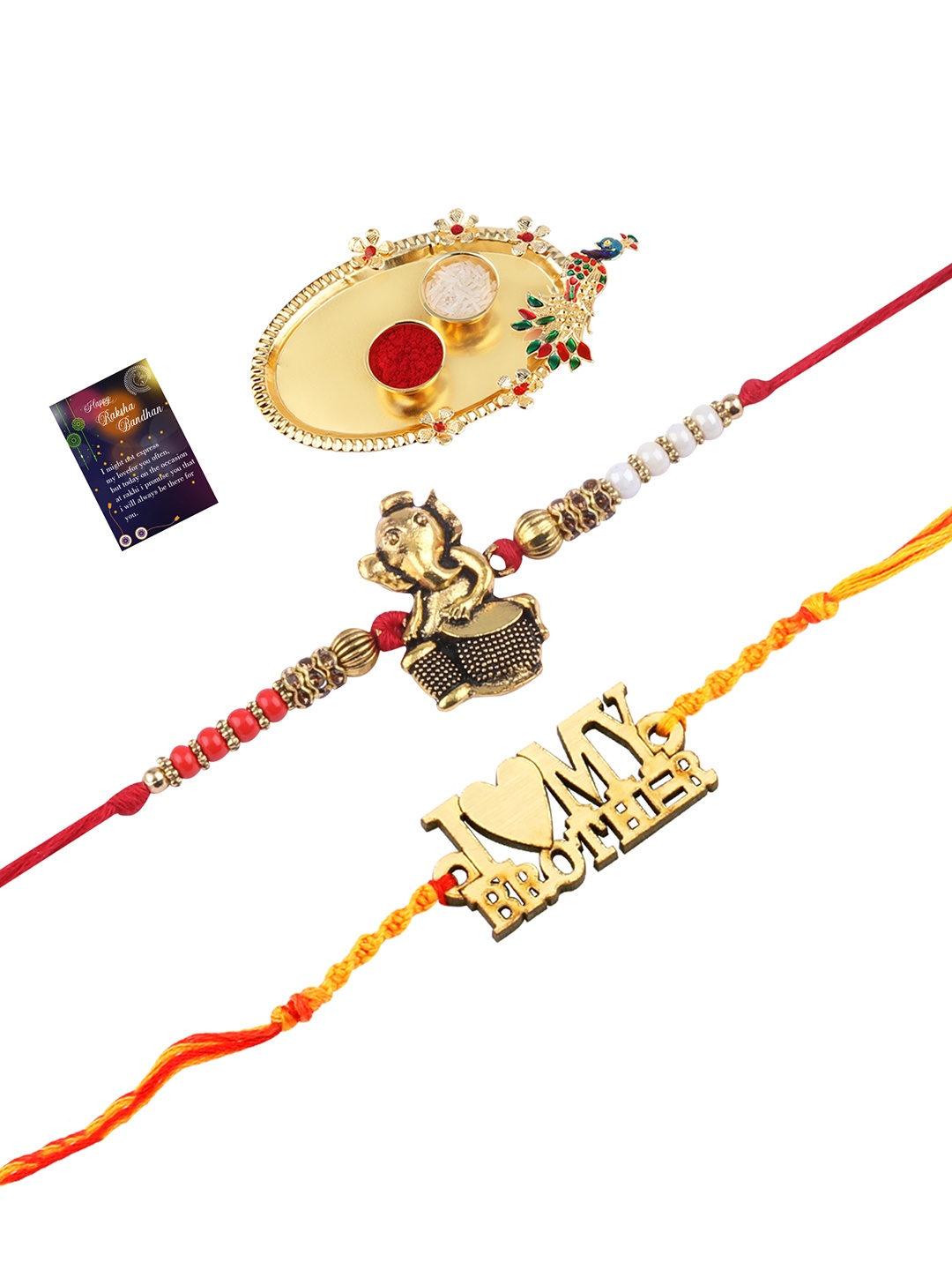 

Silver Shine Pack Of 2 Multicoloured Rakhi With Roli Chawal Set, Multi