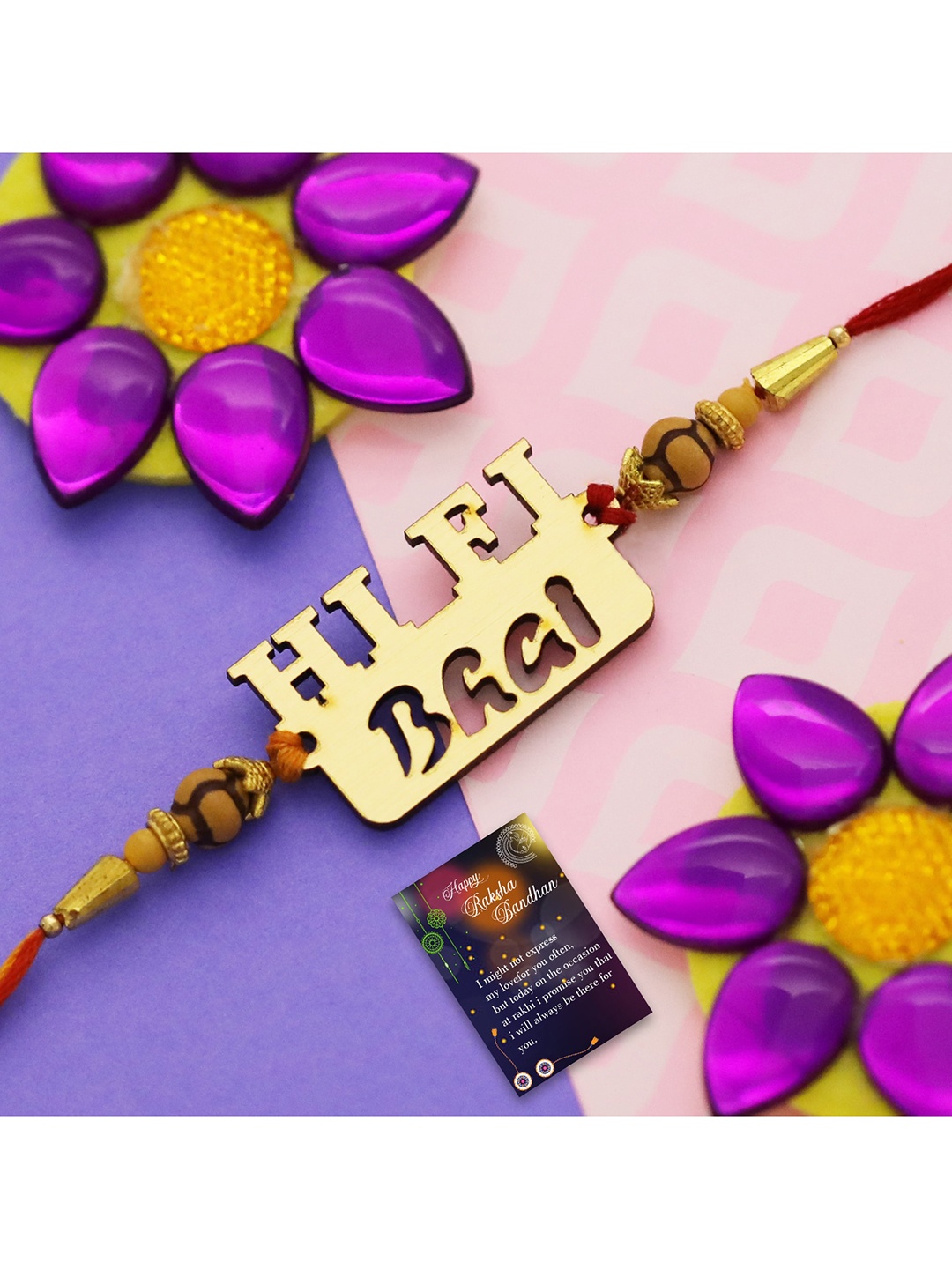 

Silver Shine 2 Rakhi With Roli Chawal and Greeting Card, Multi