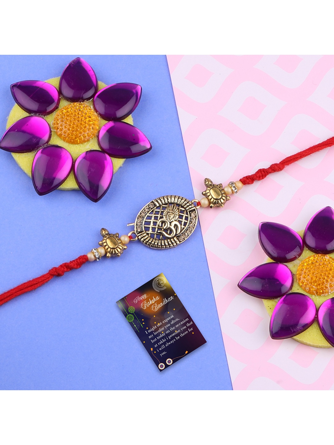 

Silver Shine Red 2 Rakhi With Roli Chawal Greeting Card