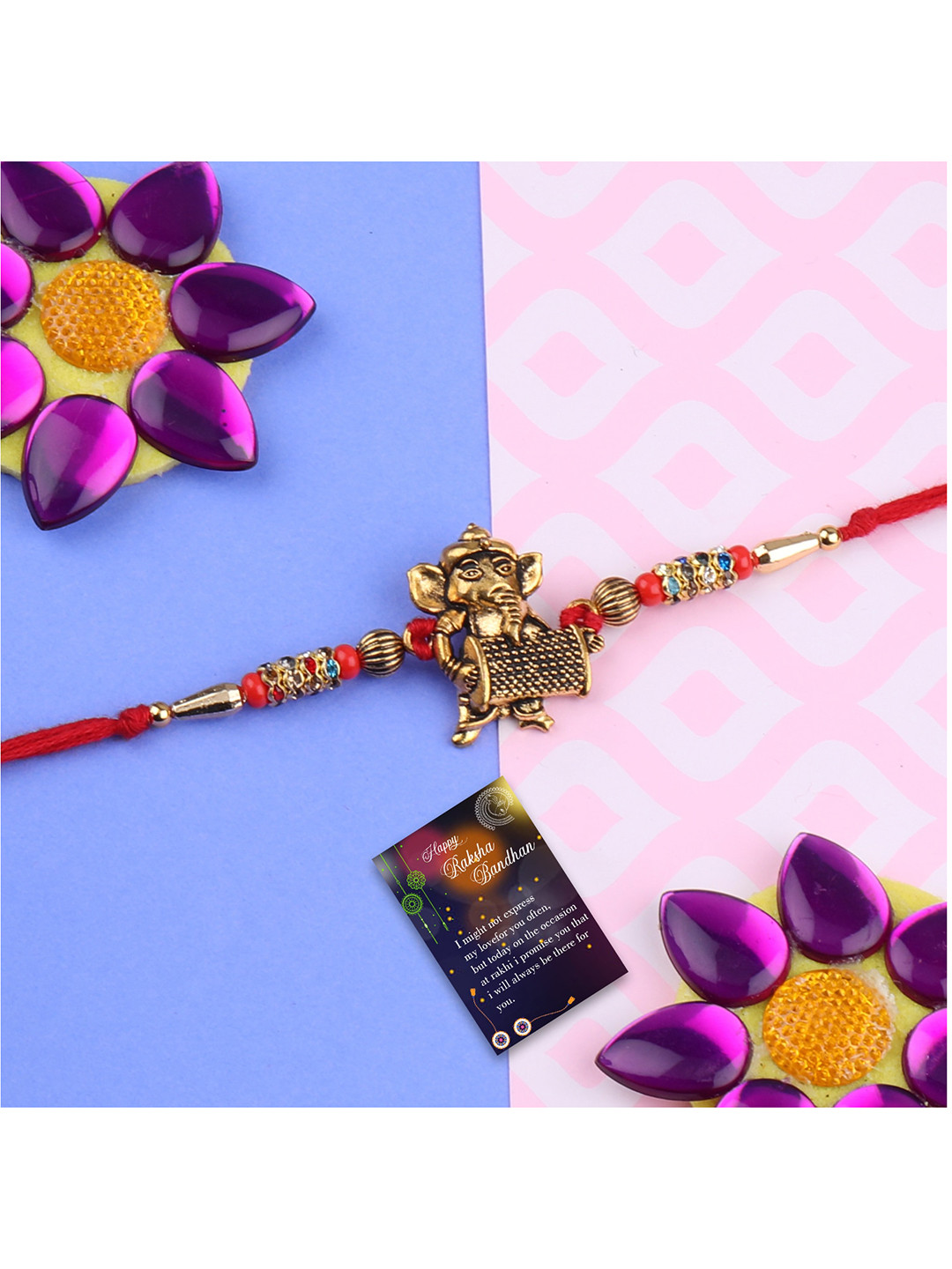 

Silver Shine Rakhi Combo With Roli Chawal, Multi
