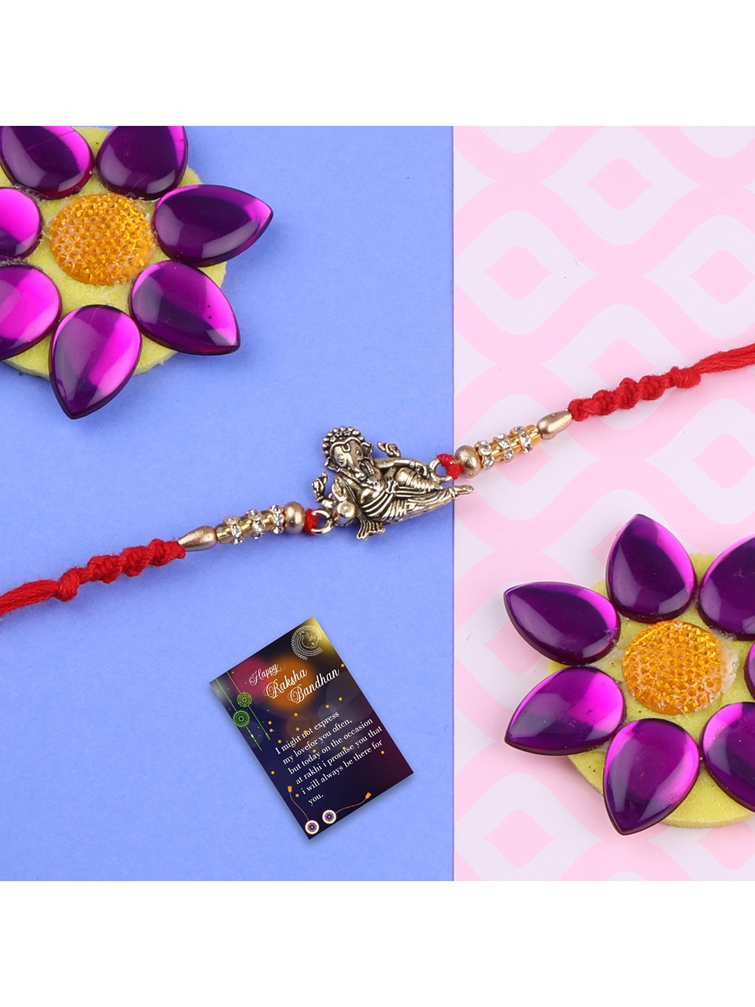 

Silver Shine 4 Pieces Multicolored Beaded Rakhi Combo Set, Multi