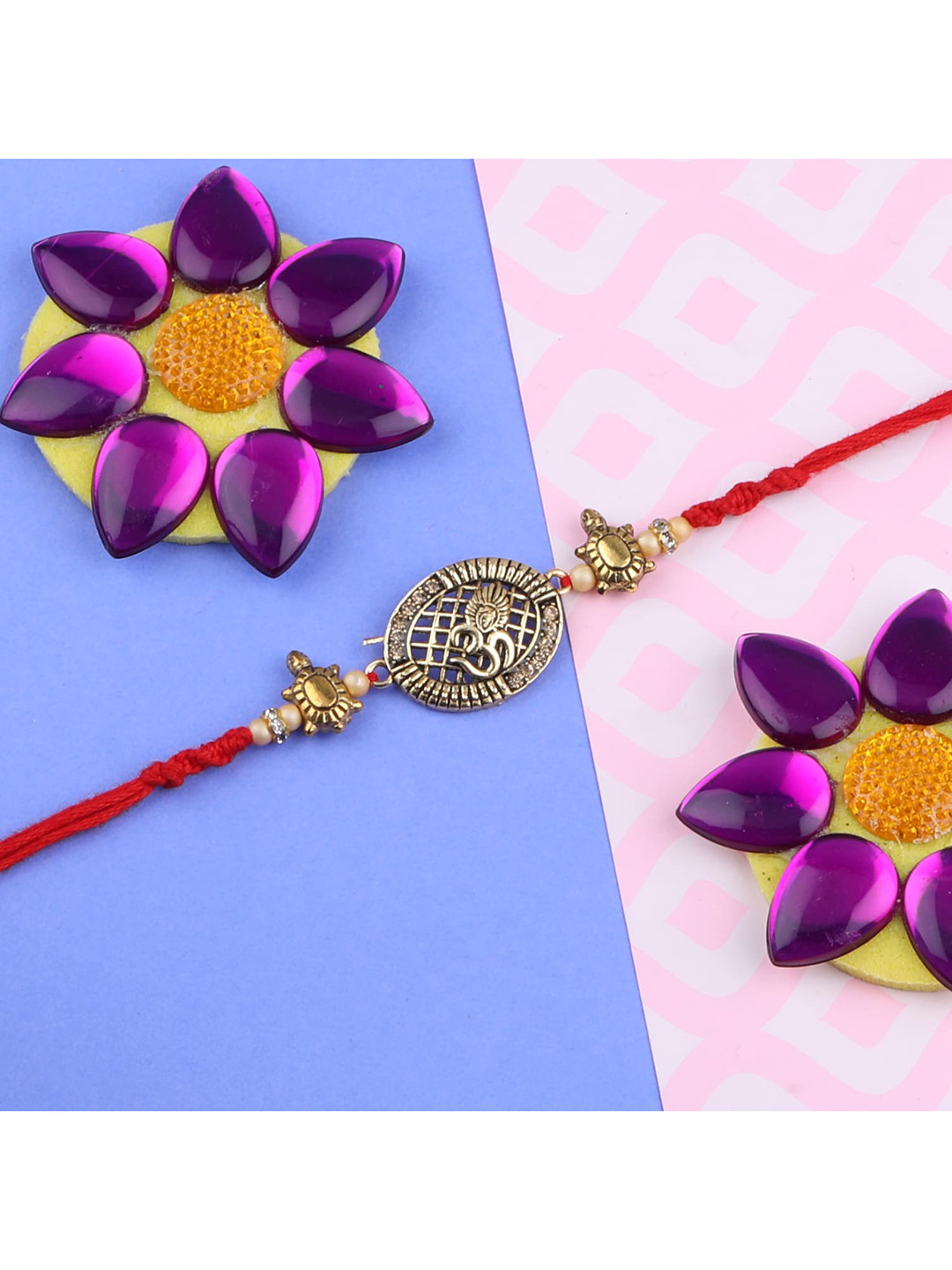 

Silver Shine 5 Pieces Multicolored Beaded Rakhi Combo Set, Multi