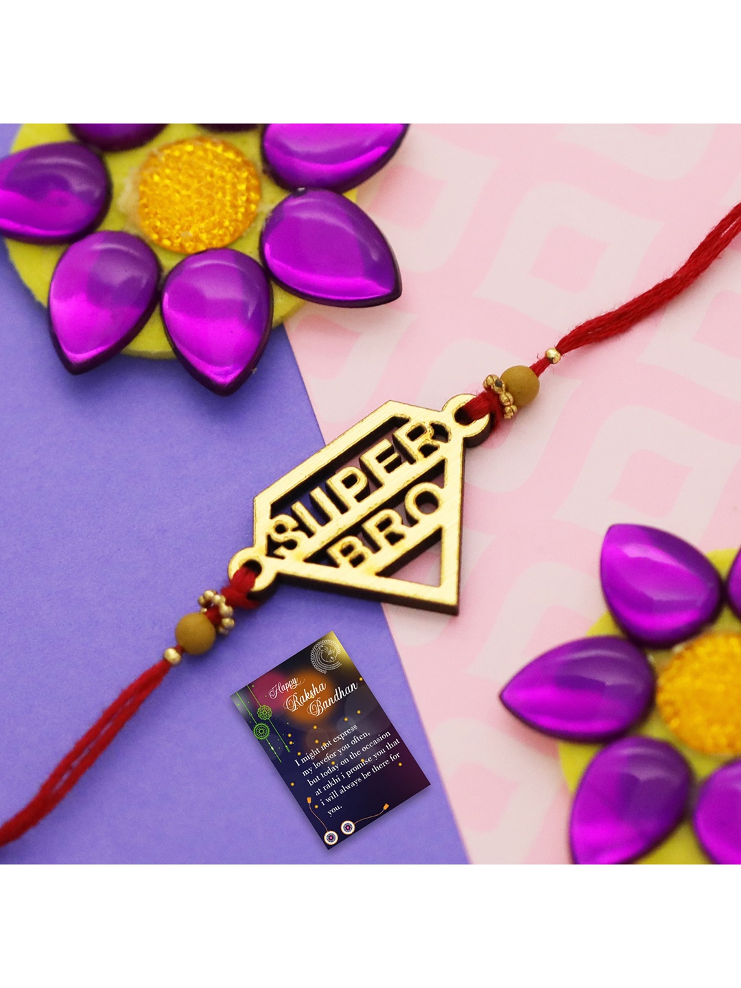 

Silver Shine 1 Rakhi 1 Bhabhi Rakhi With Roli Chawal and Greeting Card, Multi