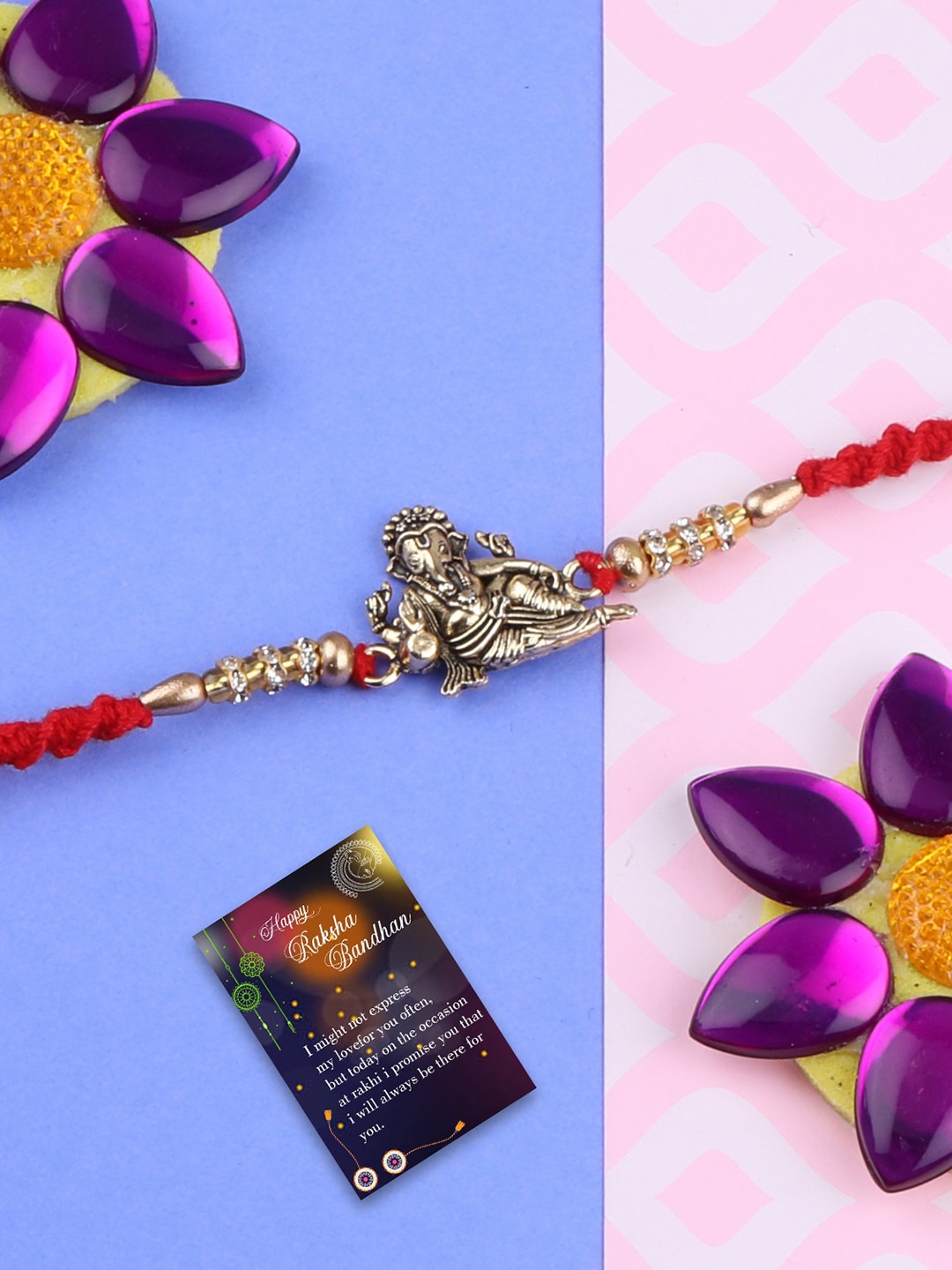 

Silver Shine Rakhi Combo With Roli Chawal, Multi