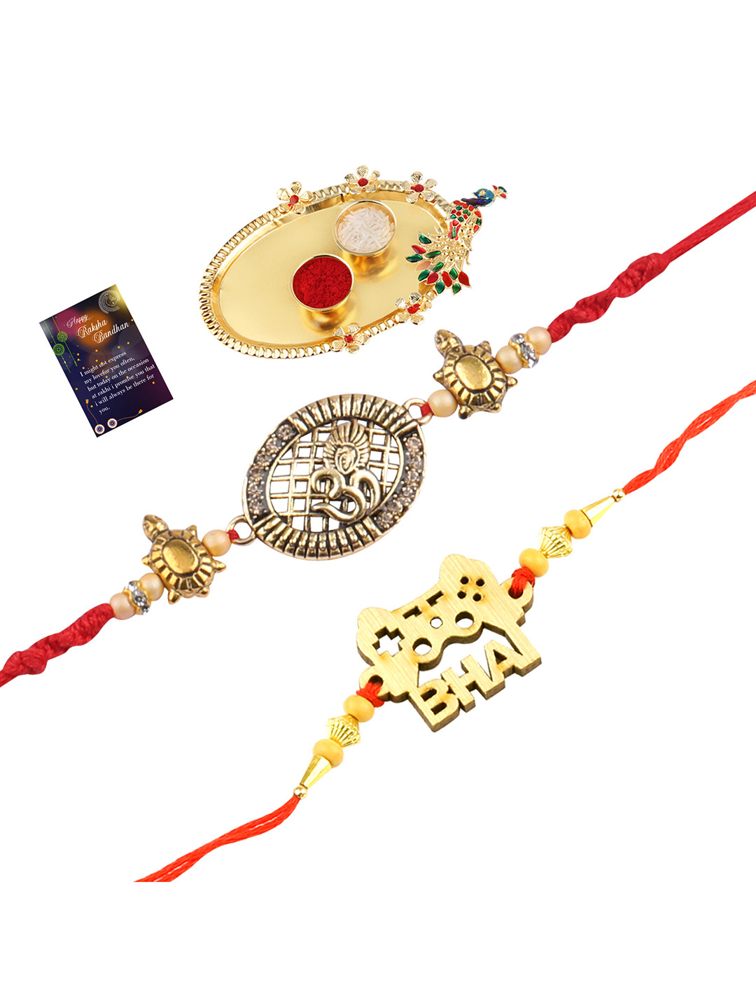 

Silver Shine Rakhi Combo With Pooja Thali, Multi