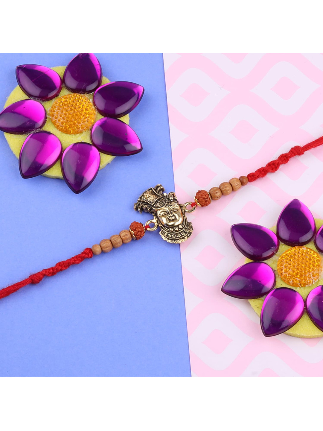 

Silver Shine 4 Pieces Multicolored Beaded Rakhi Combo Set, Multi