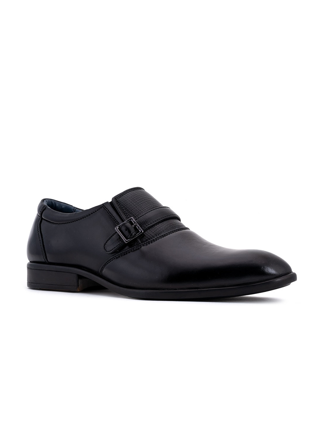 

Khadims Men Black Slip-On Leather Formal Shoes