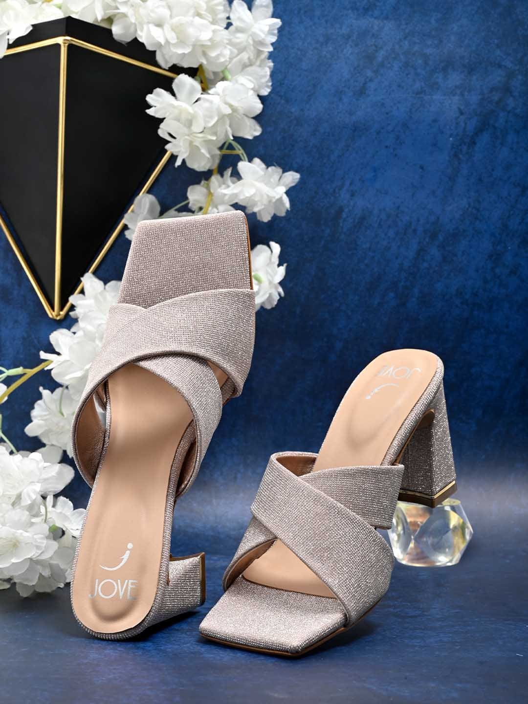 

Jove Rose Gold Block Sandals with Bows