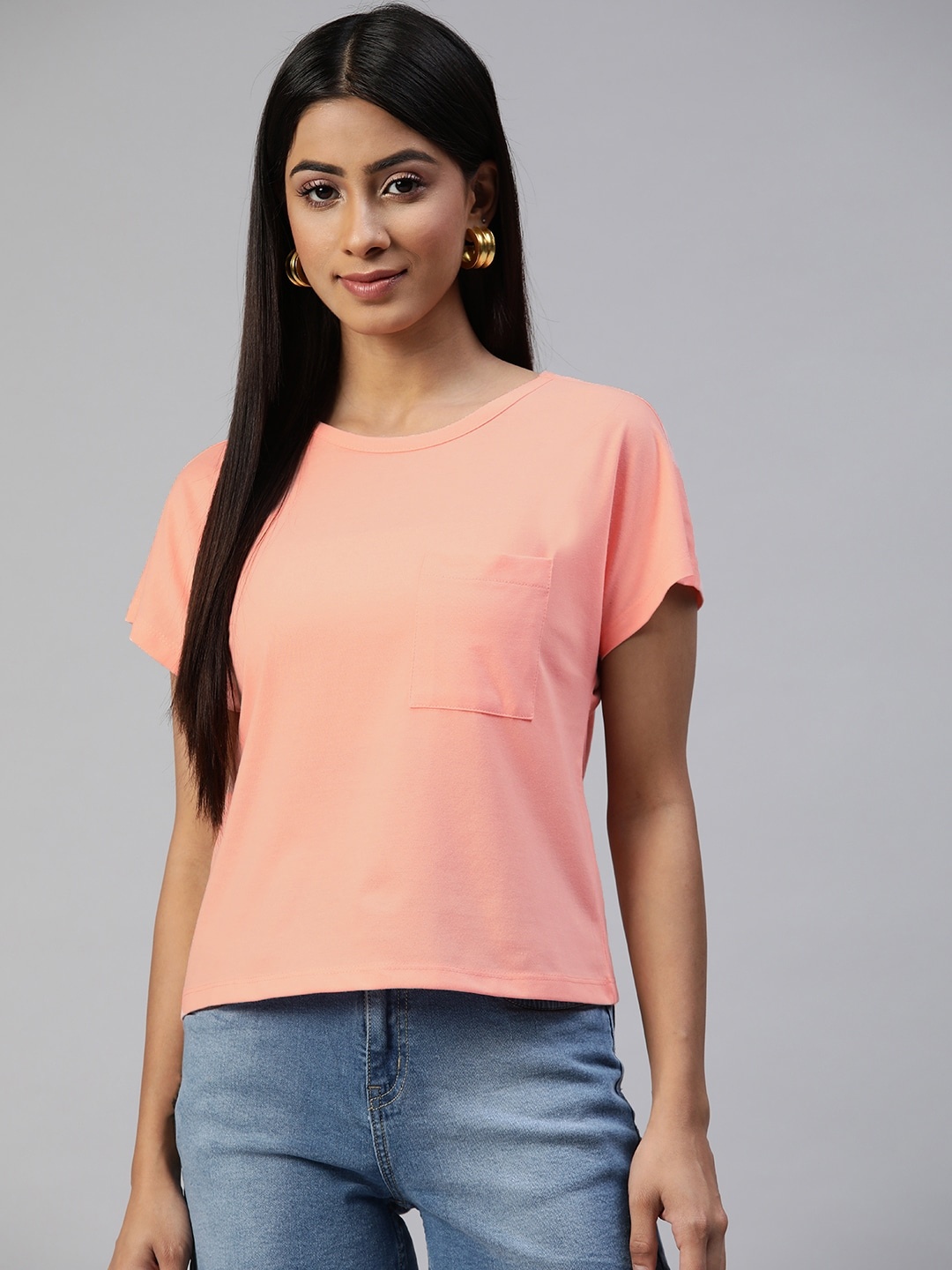 

Provogue Women Peach-Coloured T-shirt