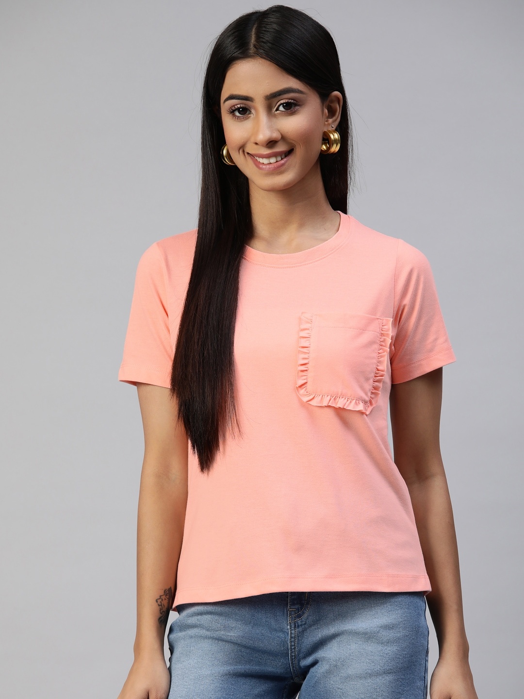 

Provogue Women Pink Solid T-shirt