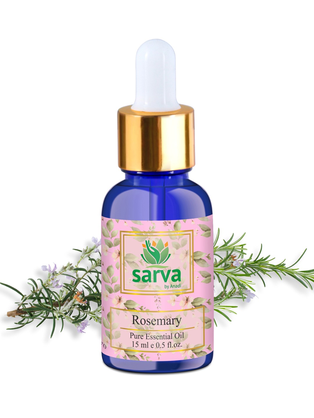 

SARVA by Anadi 100% Natural Vegan Rosemary Essential Oil - 15 ml, Pink