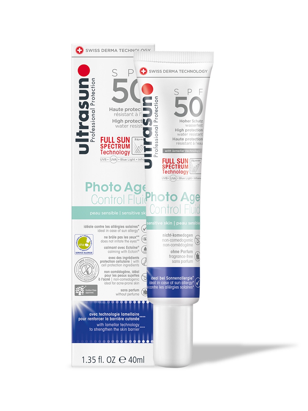 

Ultrasun Photo Age Control Fluid SPF 50 Sunscreen for Sensitive Skin - 40 ml, White