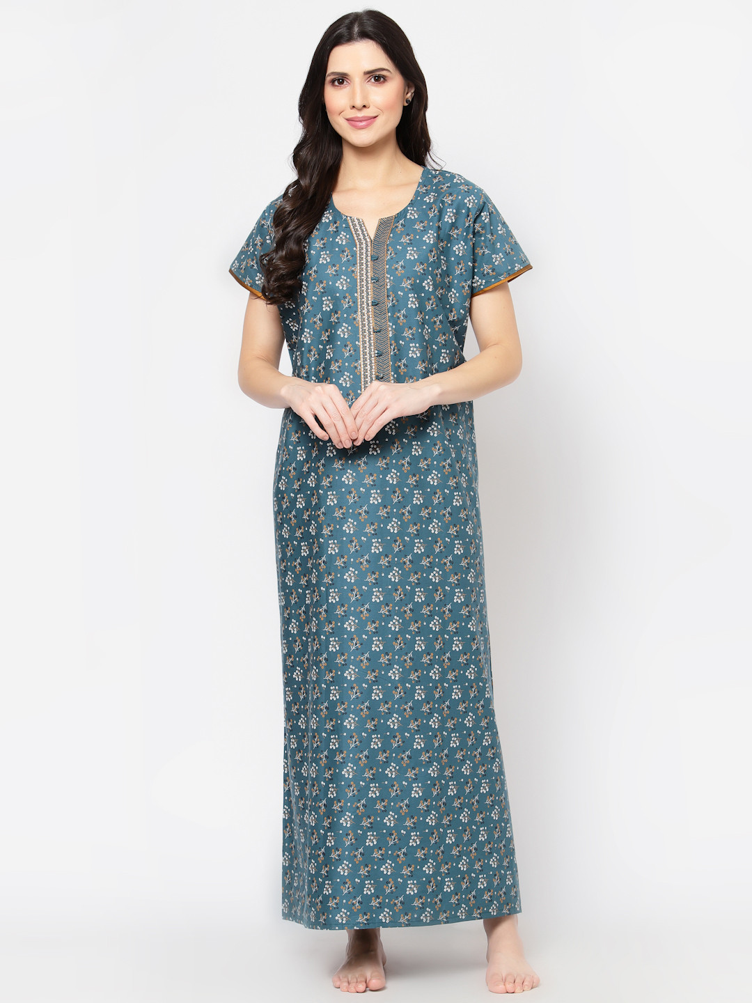 

Sweet Dreams Blue Printed Maxi Nightdress