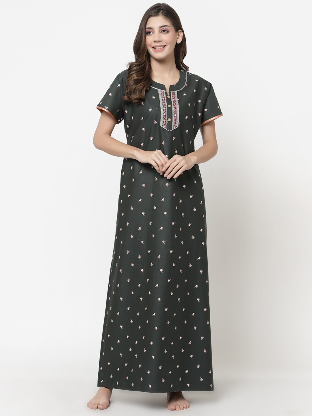 

Sweet Dreams Grey Printed Maxi Nightdress