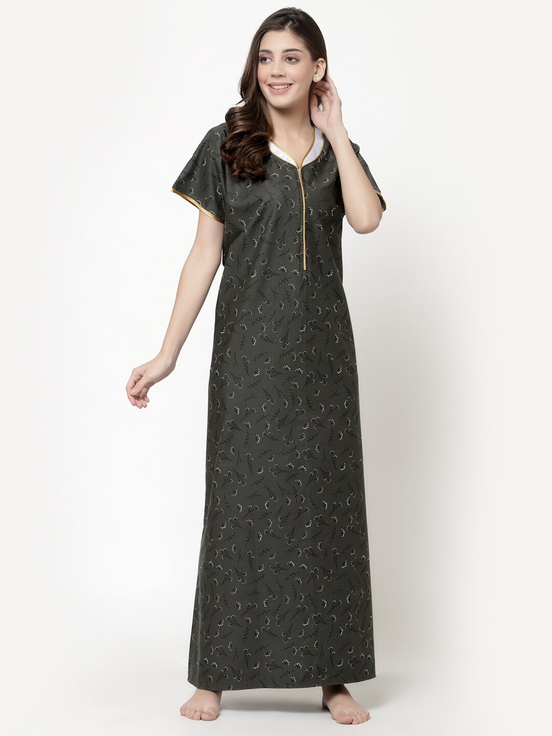 

Sweet Dreams Grey Printed Maxi Nightdress