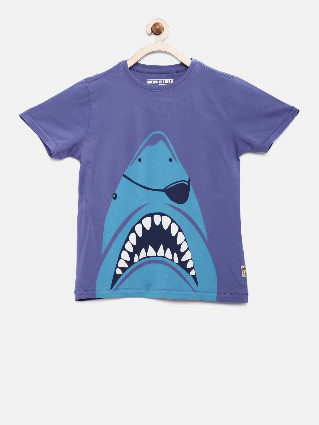

Flying Machine Boys Purple Printed Round Neck Pure Cotton T-shirt