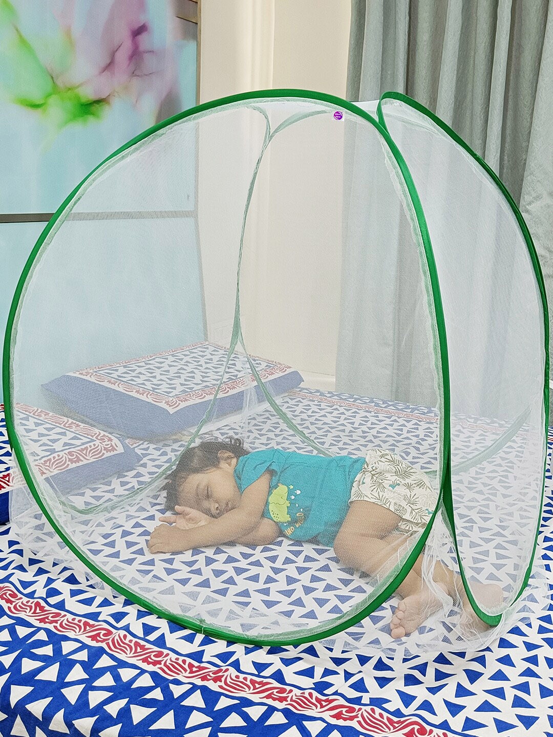 

Silver Shine Green Solid Foldable Mosquito Net