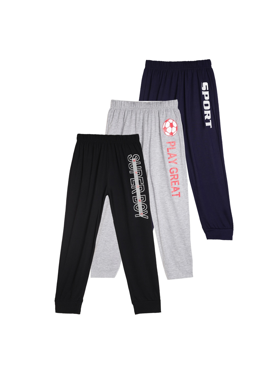 

Fashionable Boys Pack Of 3 Solid Joggers, Black