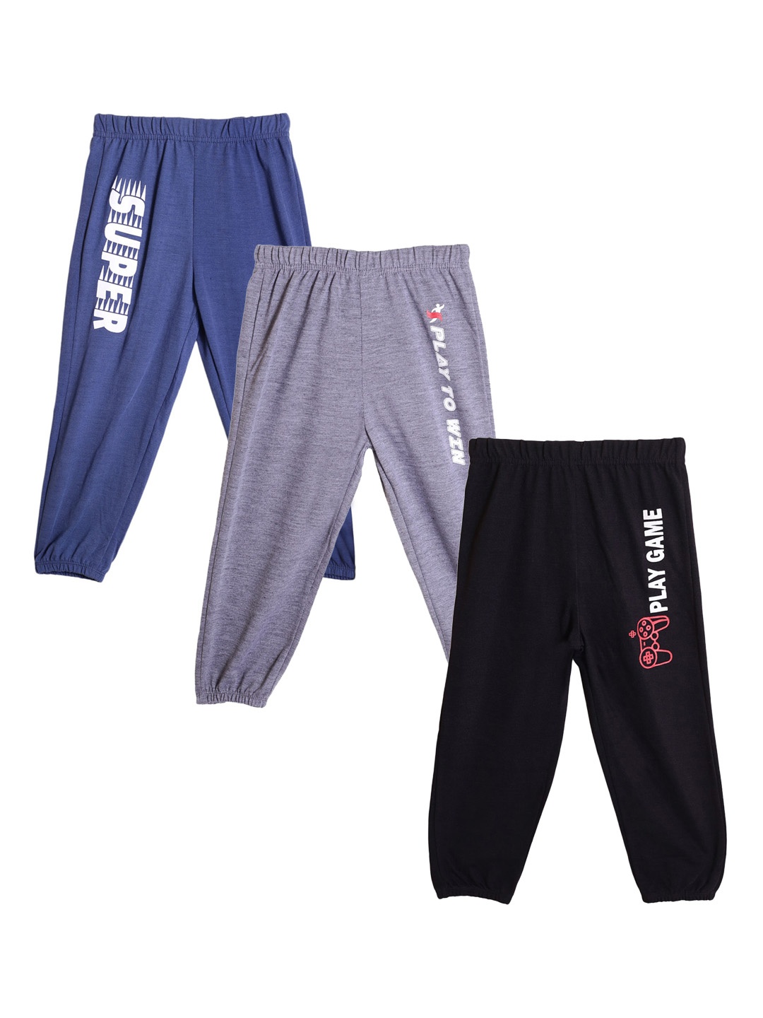 

Fashionable Boys Pack Of 3 Solid Track Pants, Blue