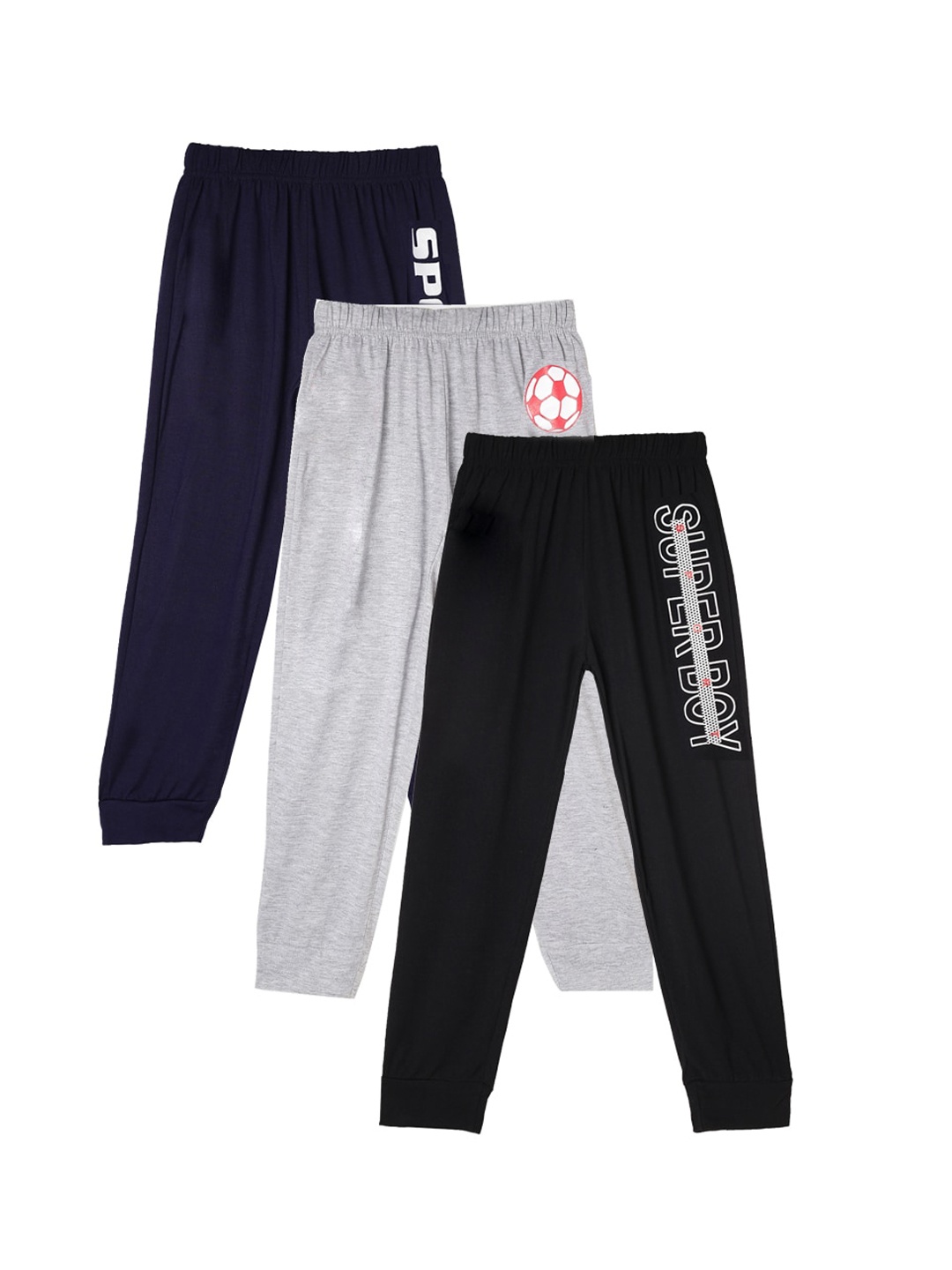 

Fashionable Boys Pack Of 3 Solid Joggers, Black