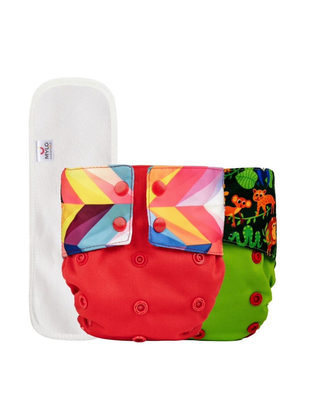 

Mylo Kids Red & Green Printed Washable & Reusable Top lay Cloth Diaper, Multi