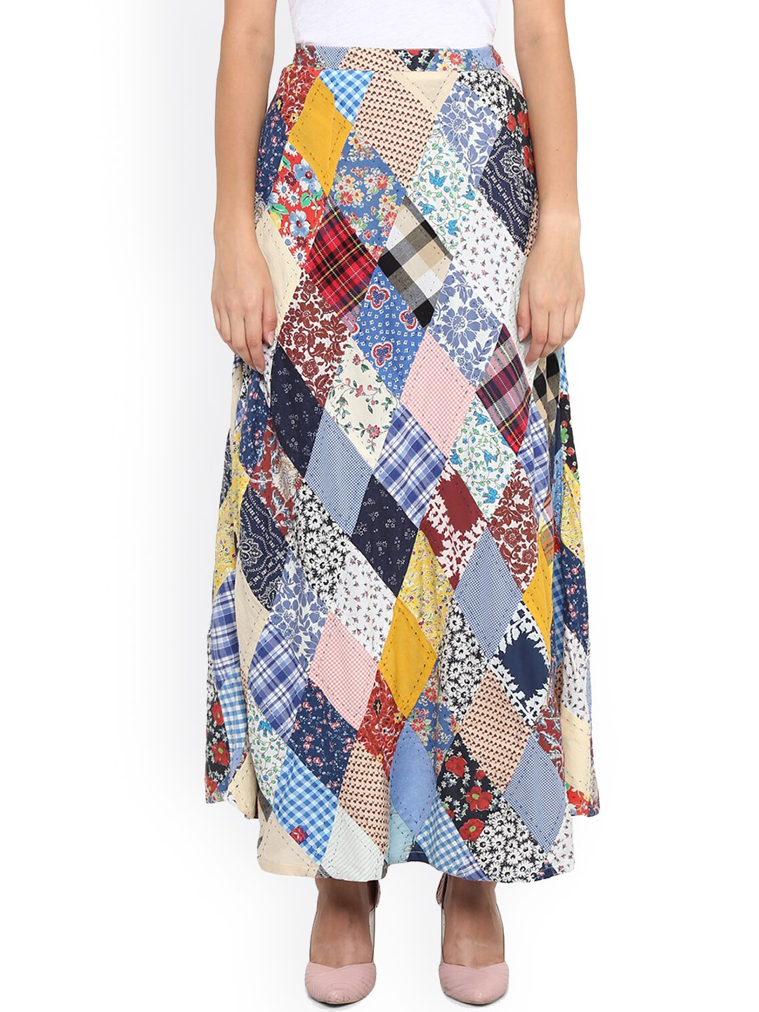 

Polo Ralph Lauren Women Blue Checked Maxi Skirts, Multi