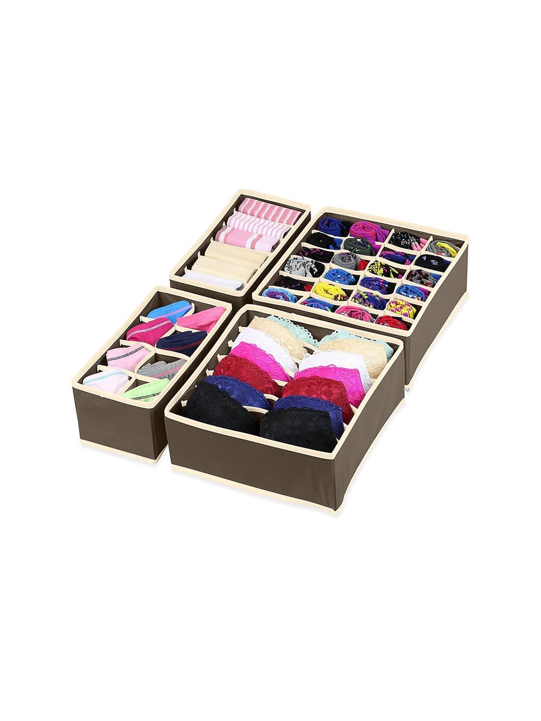 

HOUSE OF QUIRK Set Of 4 Brown Closet Organisers