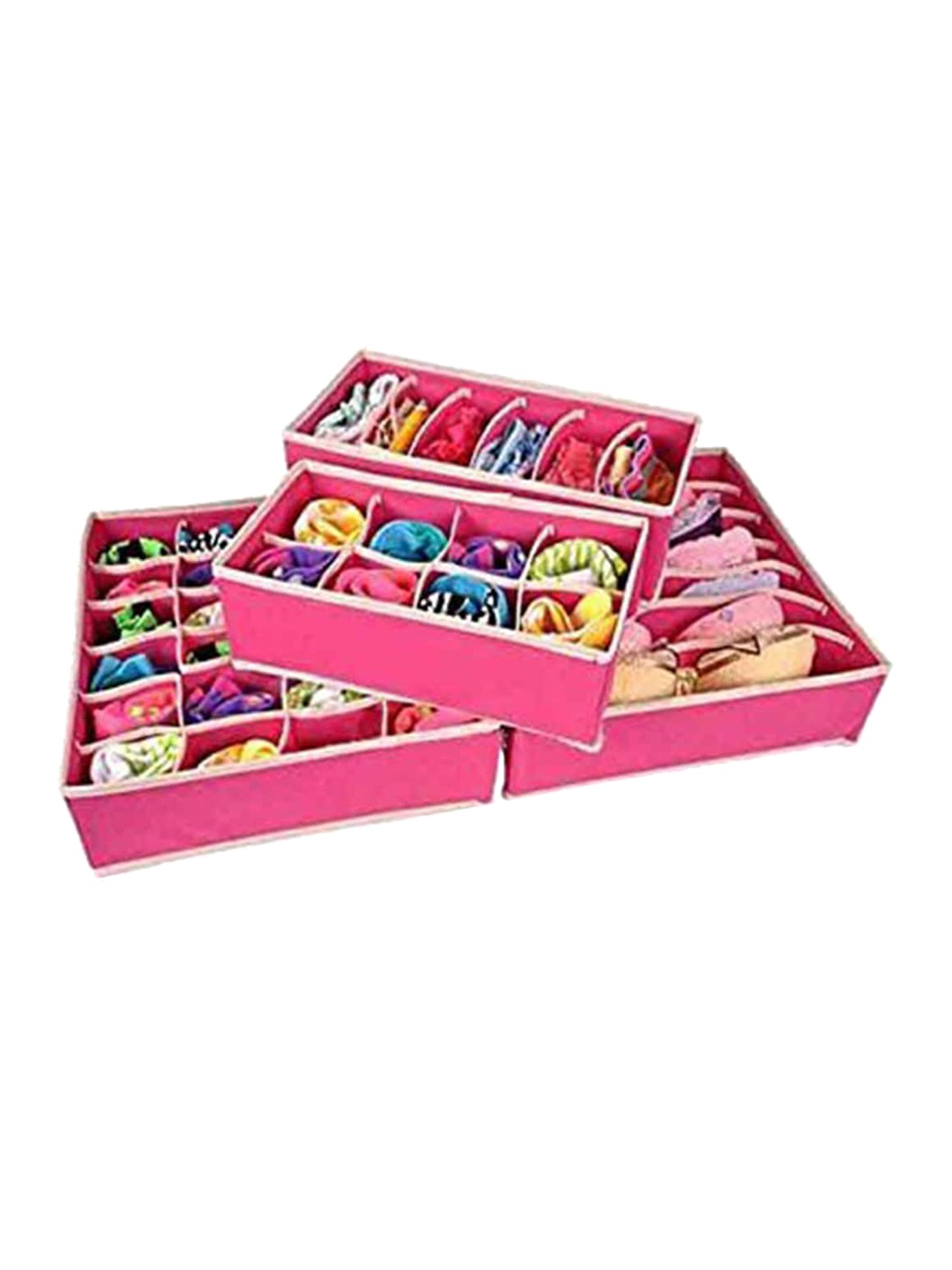 

HOUSE OF QUIRK Set of 4 Pink Foldable Storage Box Drawer Organiser